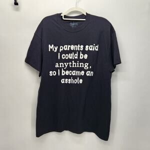 NWT Spencer's Black Novelty "My parents said I could..." Funny T-Shirt Men's L